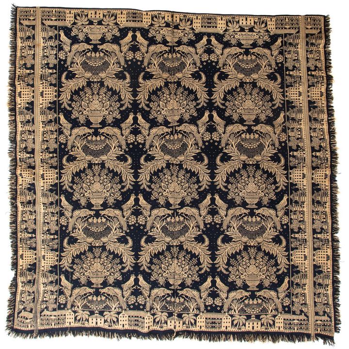 A Loom Woven Jacquard Coverlet