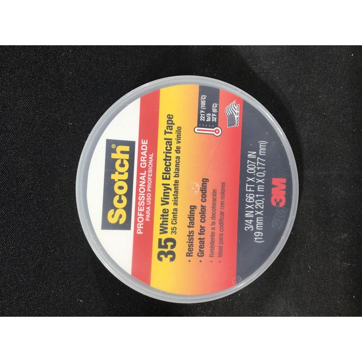 Scotch Professional Grade 35 White Vinyl Electrical Tape 3/4"x66'