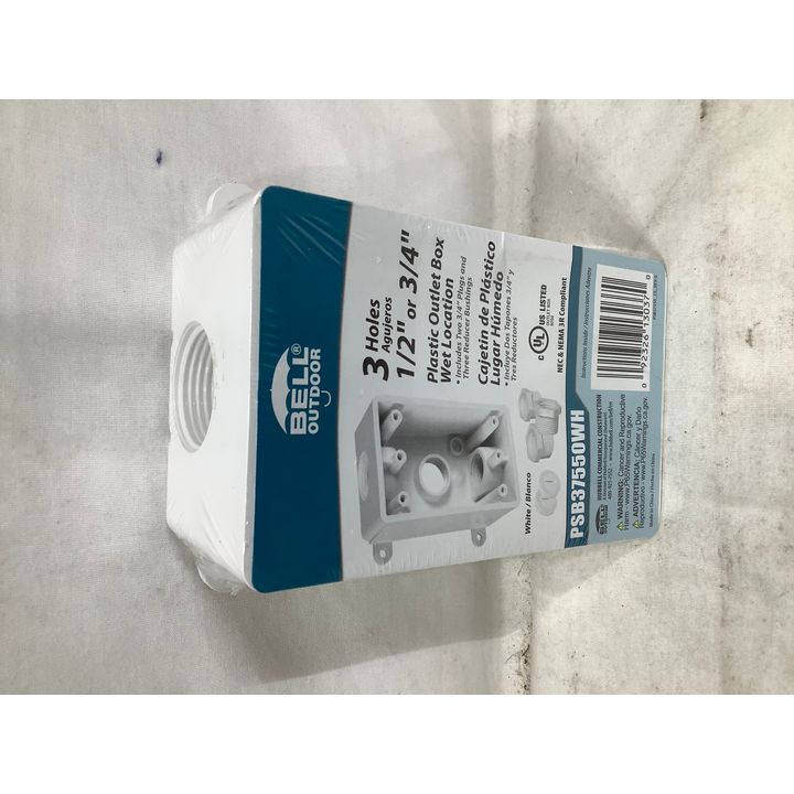 Bell Outdoor3 Hole Plastic Outlet Box Wet Location 1/2" Or 3/4"(White)