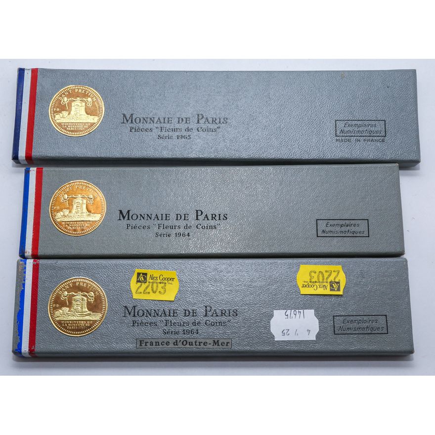 Three Monnaie De Paris Mint Sets 1964,1965