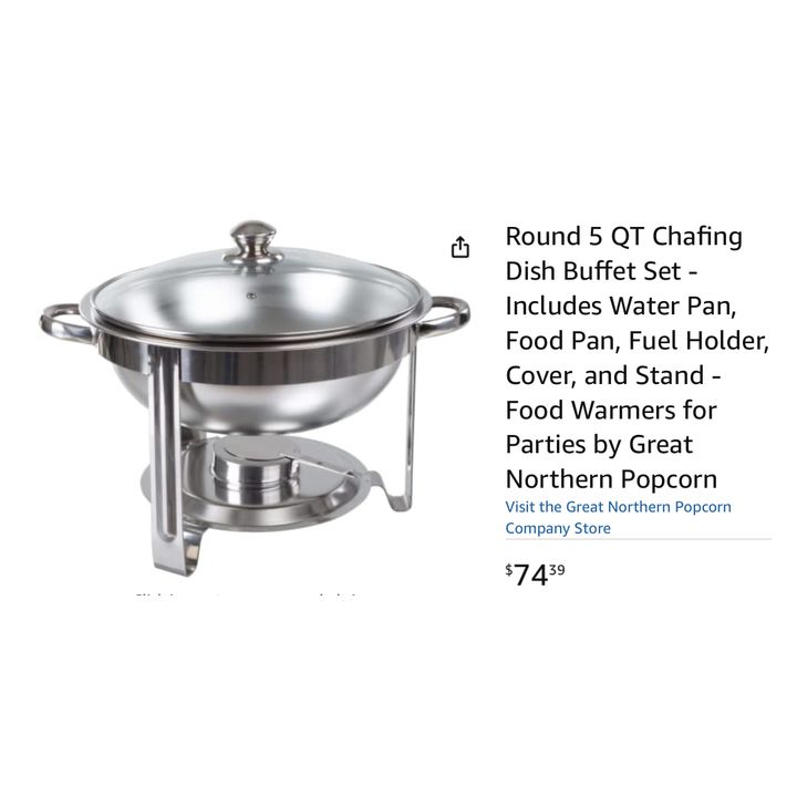 Great Northern Round 5QT Chafing Dish Buffet Set- 14.5'' L x 14.5'' W x 11.5'' H In Box