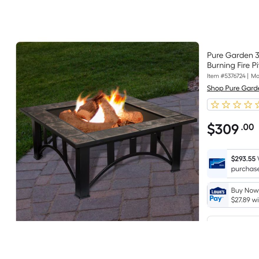 Pure Garden 33'' Outdoor Firepit Table w/ Screen, Cover & Poker- Black, 33'' D x 33'' W x 20'' H