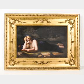 LARGE KPM PAINTED ENAMEL PORCELAIN PLAQUE