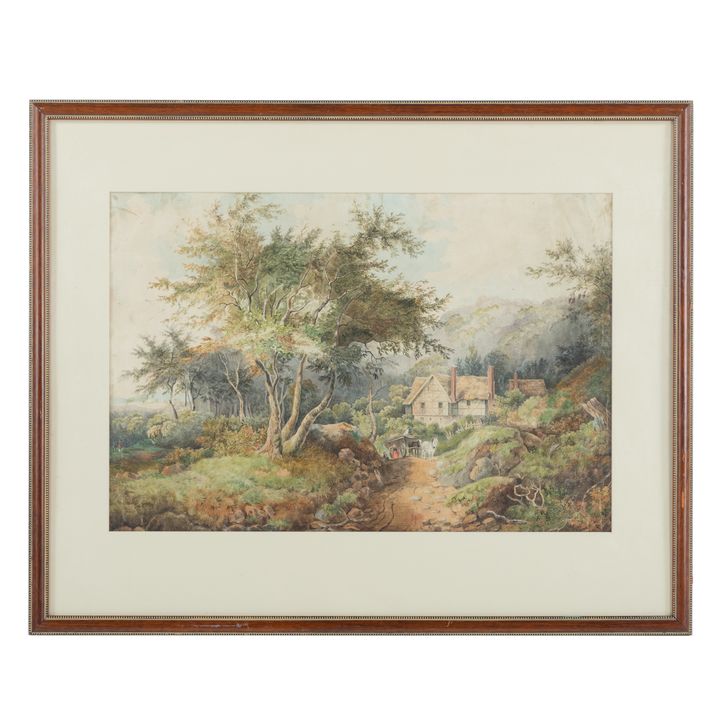 British School, 19th c. The Cottage Path, watercolor