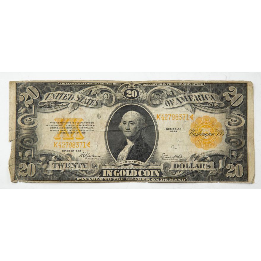 1922 $20 Gold Certificate