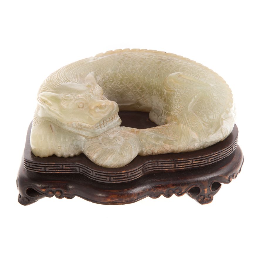 Chinese carved jade sleeping dragon
