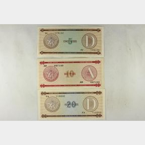 CUBA 5,10 & 20 PESOS FOREIGN EXCHANGE CERTIFICATES