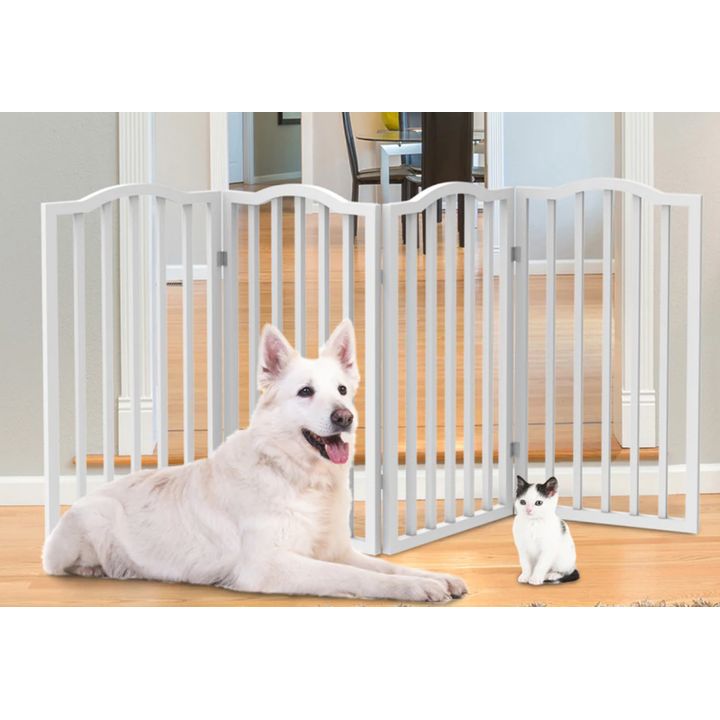 Pet Maker 4-Panel Indoor Foldable Pet Gate- 72'' x 32'' x 1''-- White