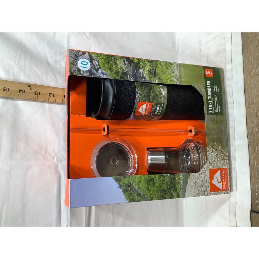 Ozark Trail 3-In-1 Tumbler, 20oz Vacuum-Insulated Stainless Steel Tumbler, Bottle Lid, Locing Lid, Straw Lid, Straw
