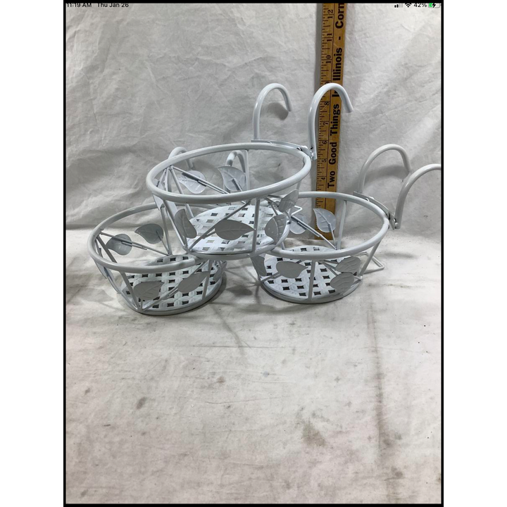 Buying (3) White Hanging Flower Pot Holders