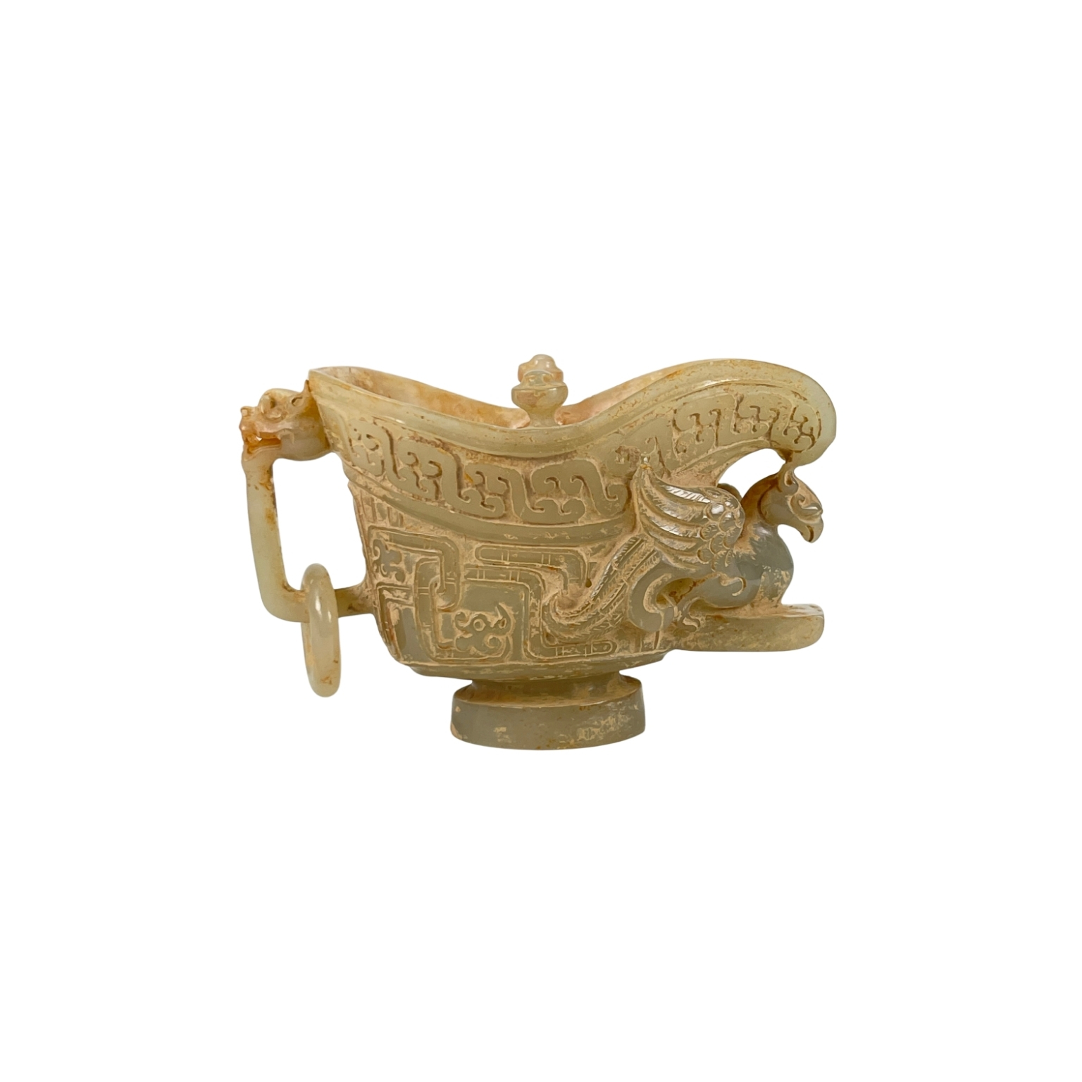 玉杯材质的仿古雕刻玉器JADE ARCHAISTIC CARVED VESSEL | Atasbid