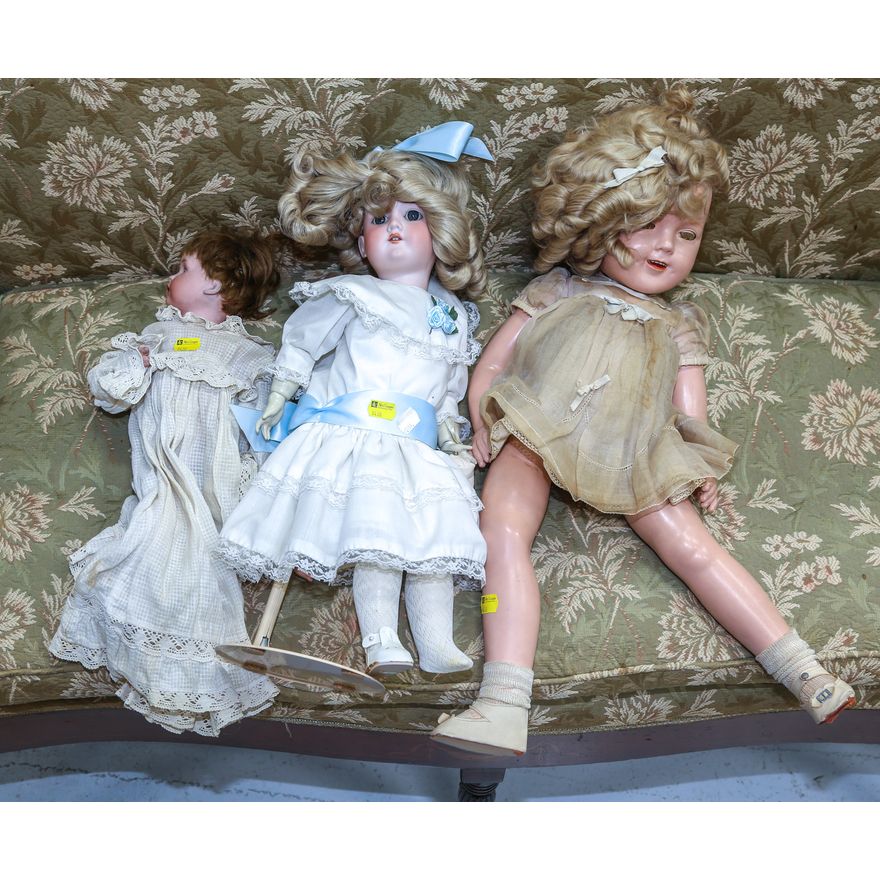 Two German Bisque Bead Dolls