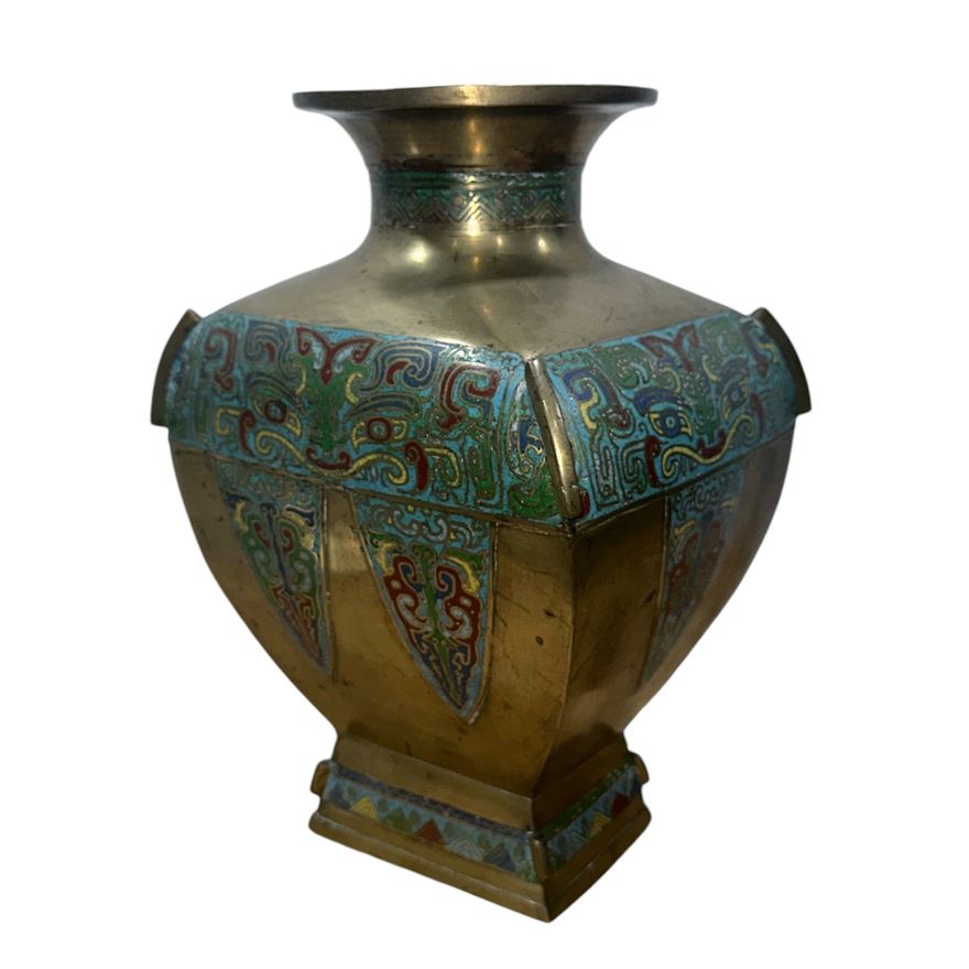 Impressive Asian Brass and Cloisonn� Vase