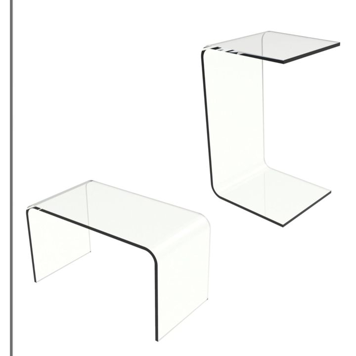 Lavish Home Acrylic Side Table C Shaped End Table (Glass)