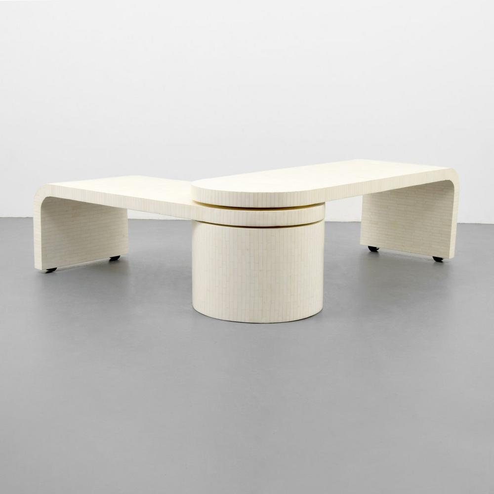 Tessellated Bone Coffee Table Manner Of Karl Springer Lofty