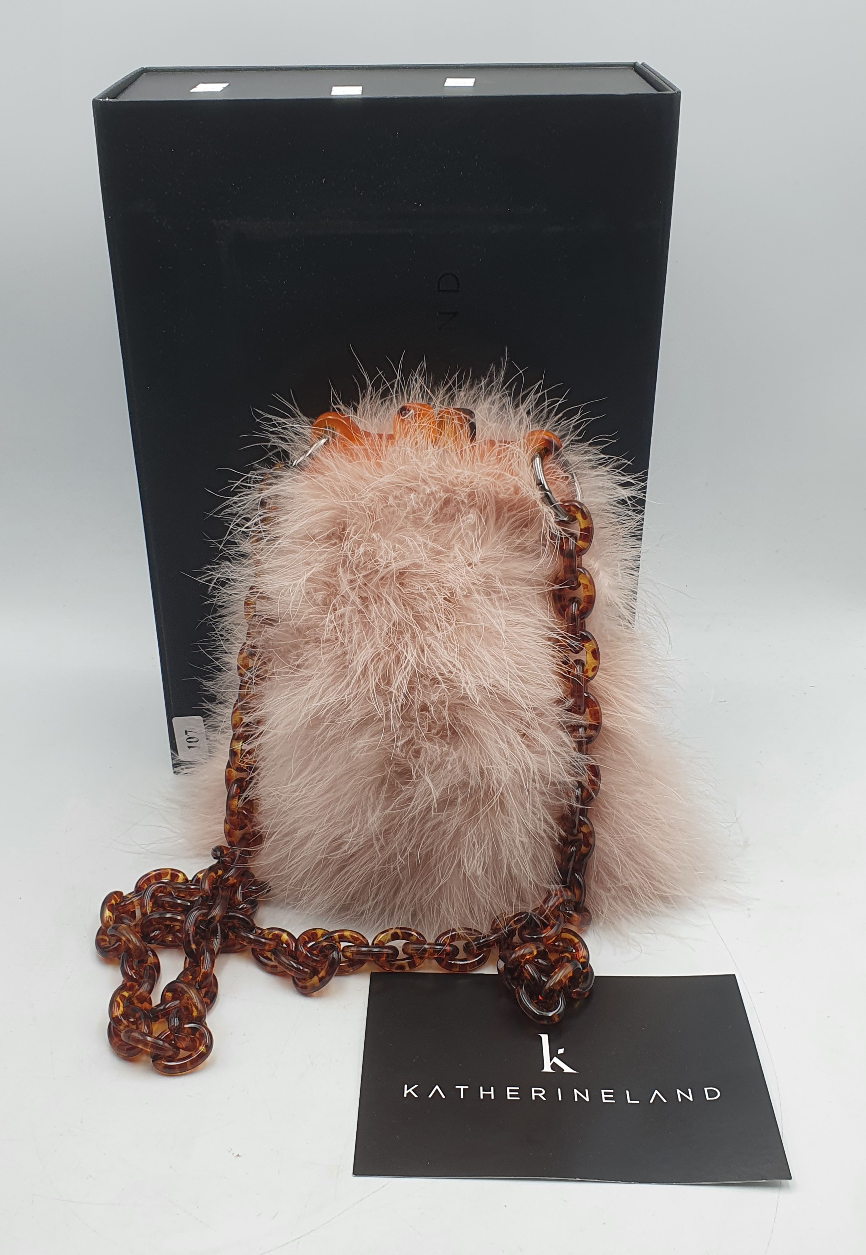 107 · A KATHERINELAND 'LOUIE' BLUSH OSTRICH FEATHER HANDBAG