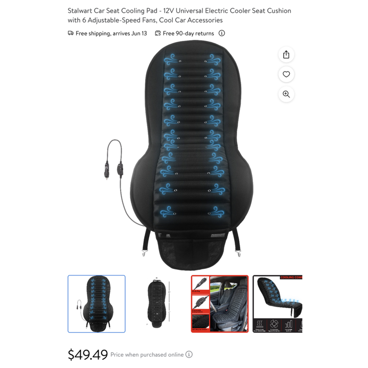 Stalwart 12V Car Seat Cooling Pad Electric Cooling System
