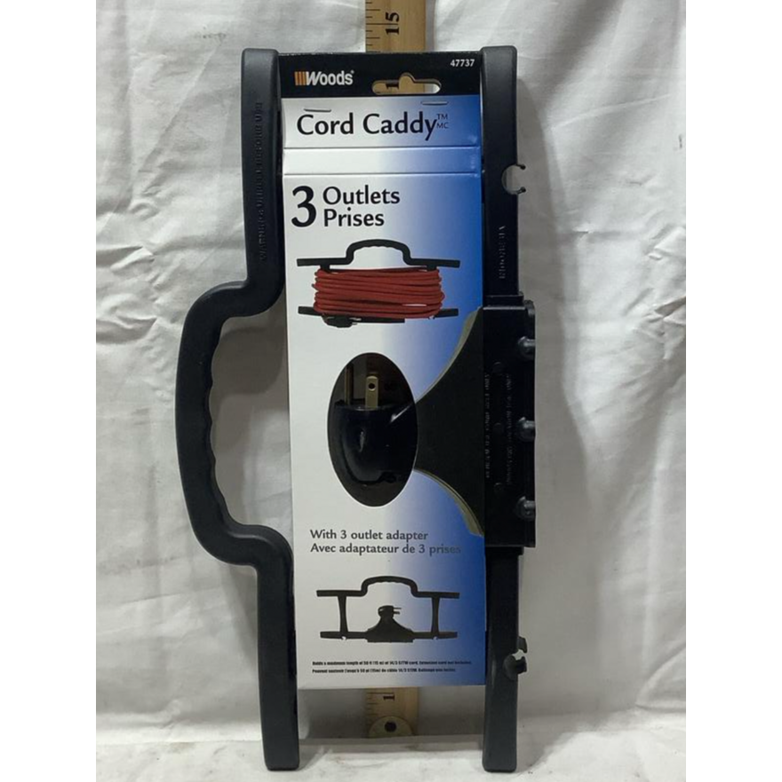 Woods 3 Outlet Prises Cord Caddy - Black