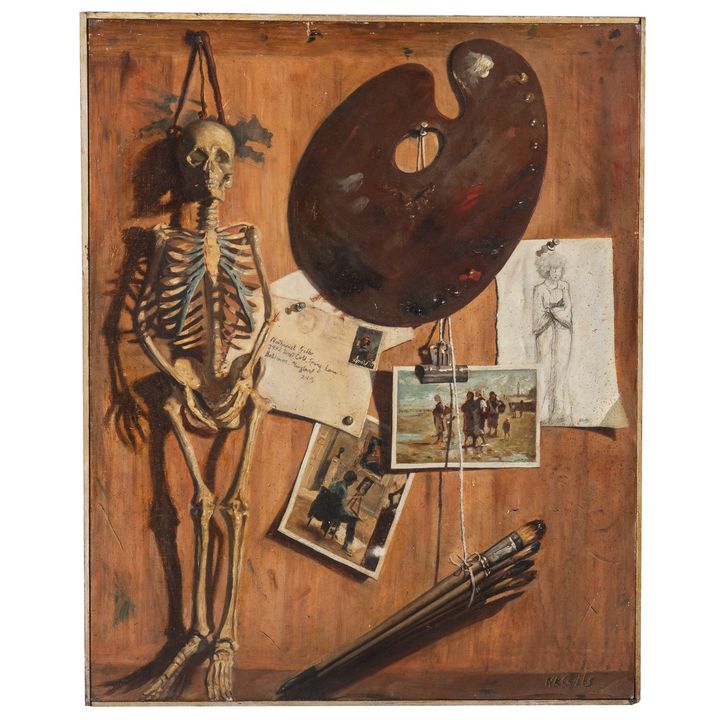 Nathaniel K. Gibbs."Trompe L'oeil," Oil on Board