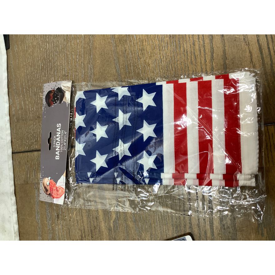 American Flag 21.4" x 21.4" 3pk Bandanas