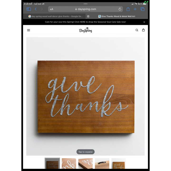 Give Thanks Wood & Metal Wall Art (15 7/8" x 11 3/4" x 7/8")