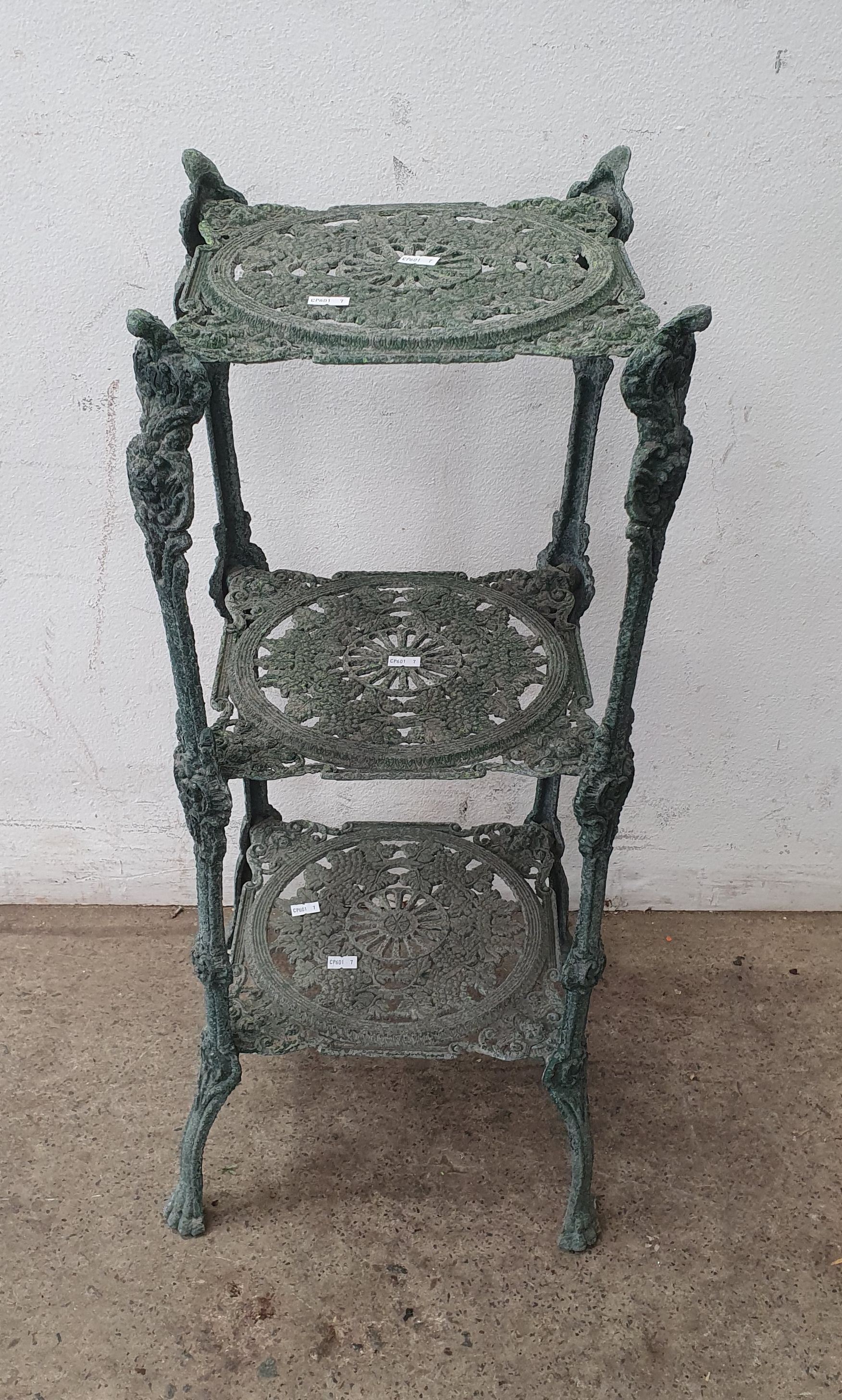 1029 · A CAST METAL THREE TIER PLANT STAND