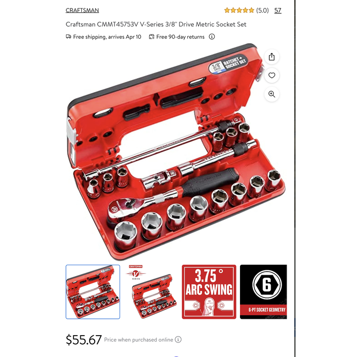 Craftsman V Series 3/8" Drive Metric 18pc Tool Set