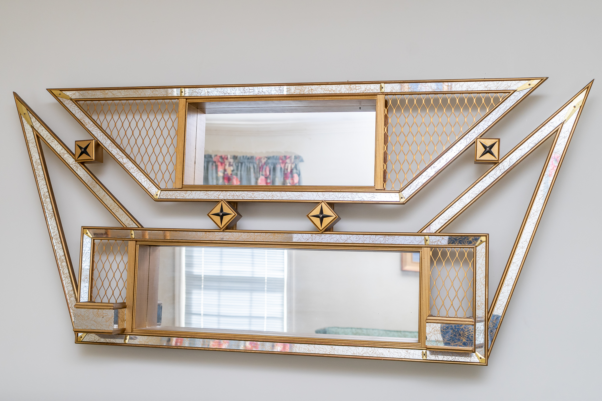 Illinois Molding Mid-Century Atomic Shadow Box Mirror Shelf 