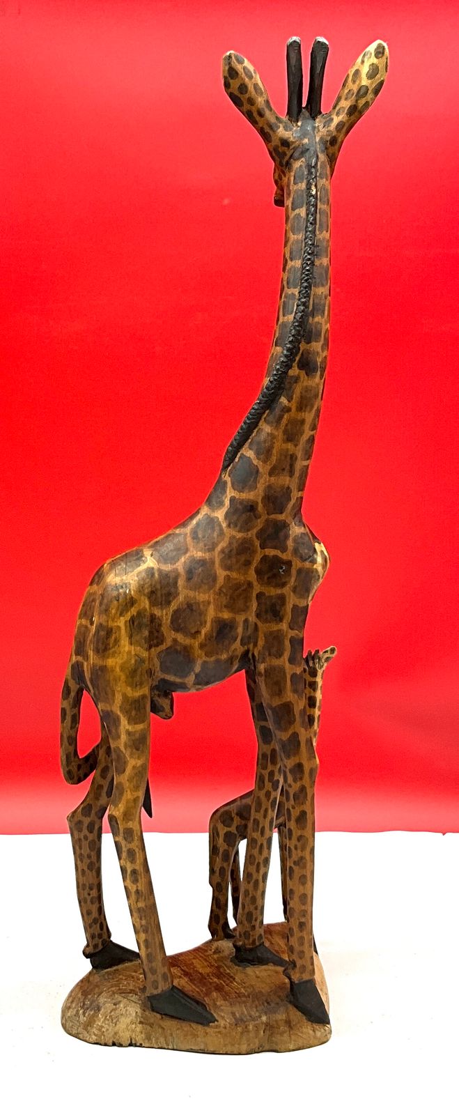 25" WOODEN CARVED GIRAFFE Teel Auctions