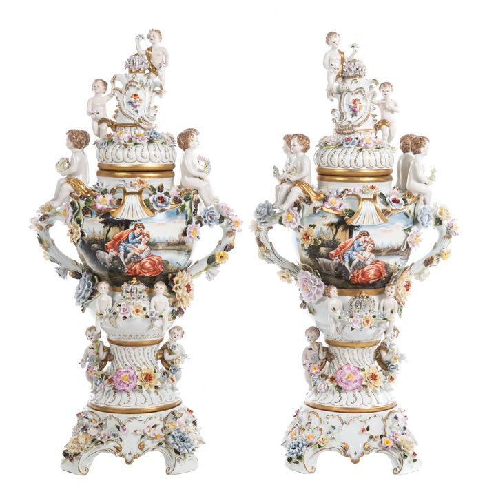 A Pair of Large Sevres Manner Urns