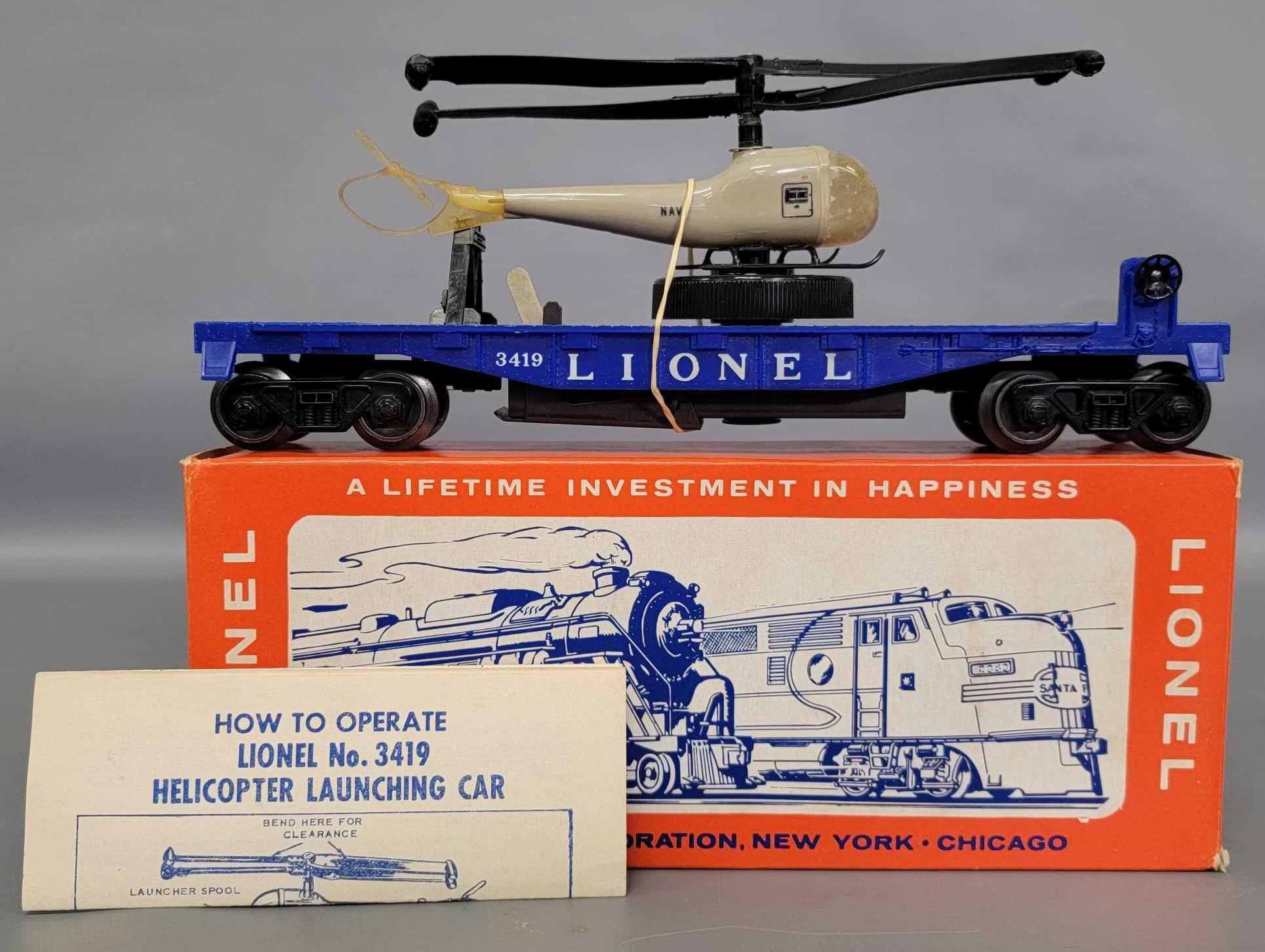 Lionel postwar O 3419 with twin blade helicopter in original box