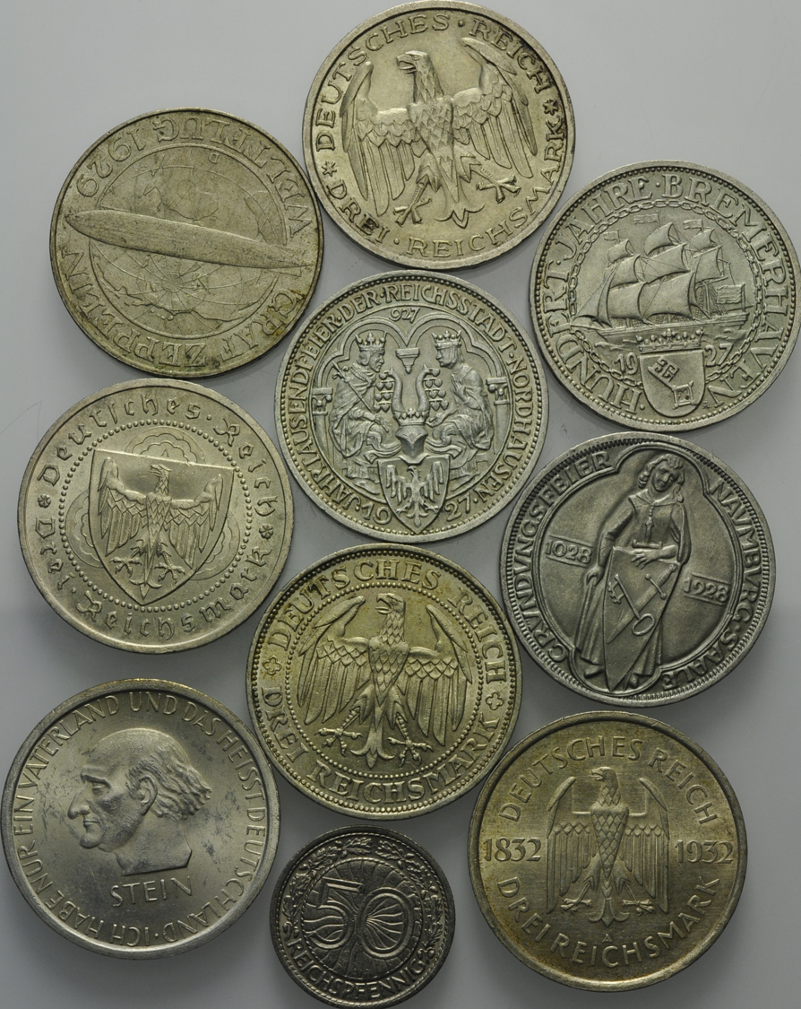 WEIMARER REPUBLIK, 1919-1933, Lot von 10 Münzen – Lofty Marketplace