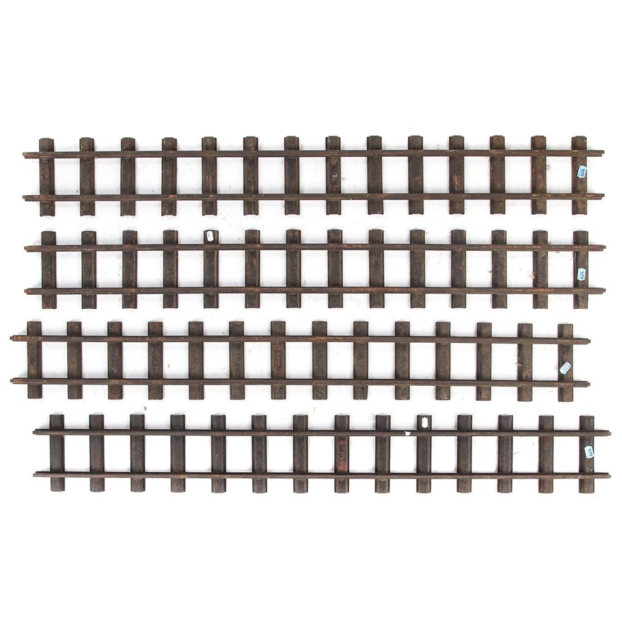 Four Buddy L Pressed Steel Straight Track Sections