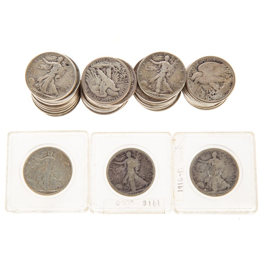 44 Walking Liberty Halves with 1916 & 16-D