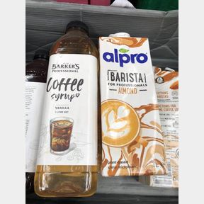 COFFE SYRUPS & ALPRO BARISTA ALMOND MILK - BB 30/10/23