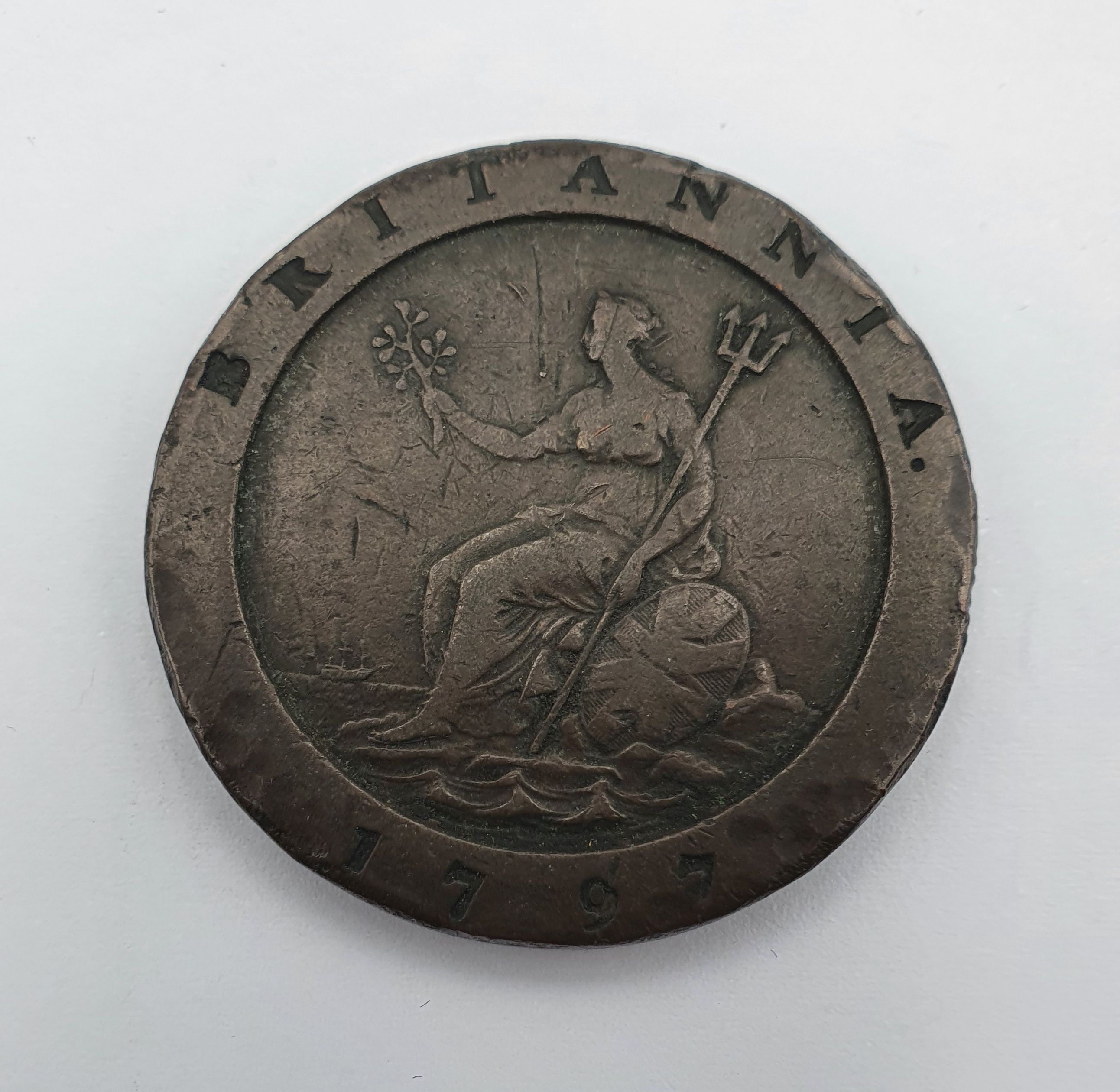 A BRITISH DOUBLE CARTWHEEL PENNY ERROR COIN