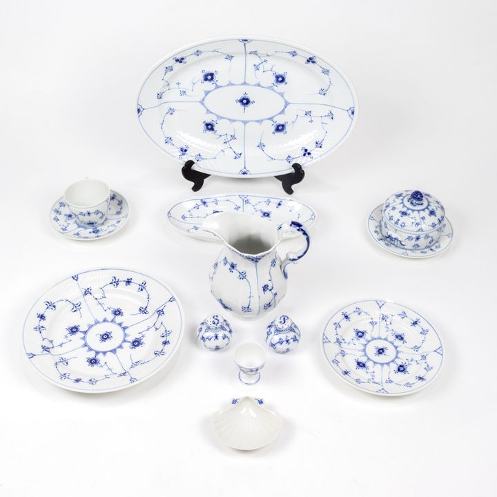 A group of Royal Copenhagen porcelain in Blue Fluted patterns