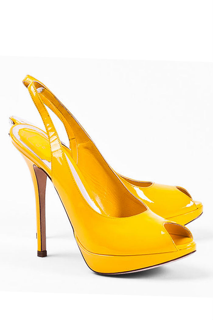 yellow peep toe shoes