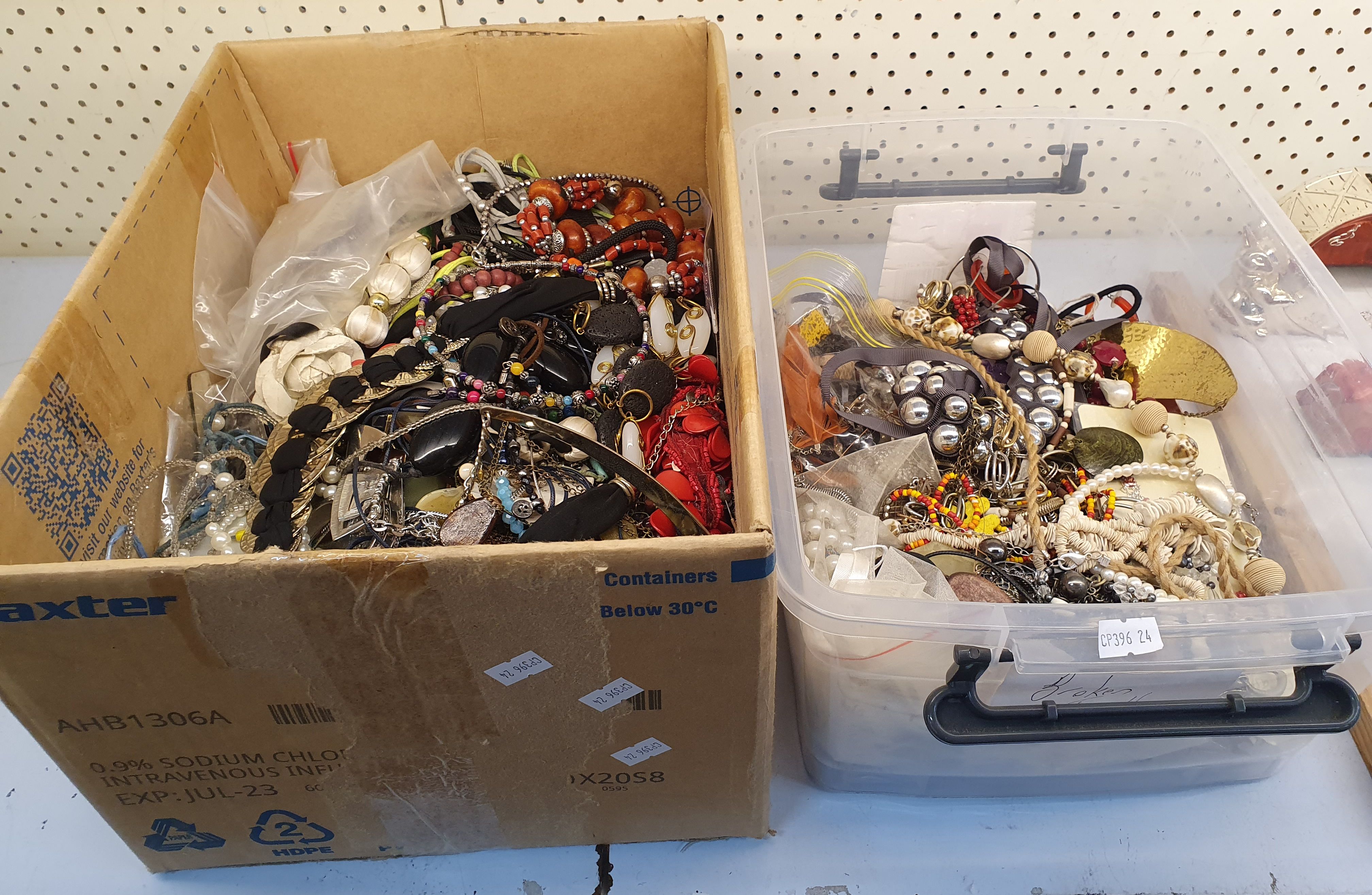 TWO BOXES OF COSTUME JEWELLERY