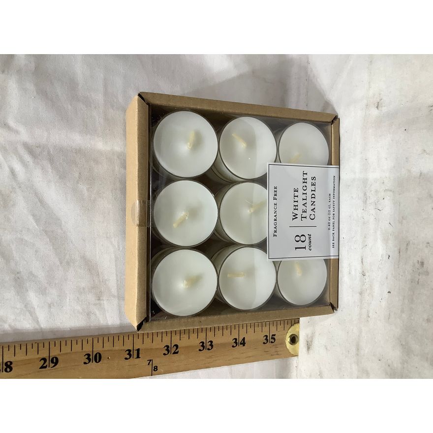 18ct 0.42oz Fragrance Free White Tealight Candles
