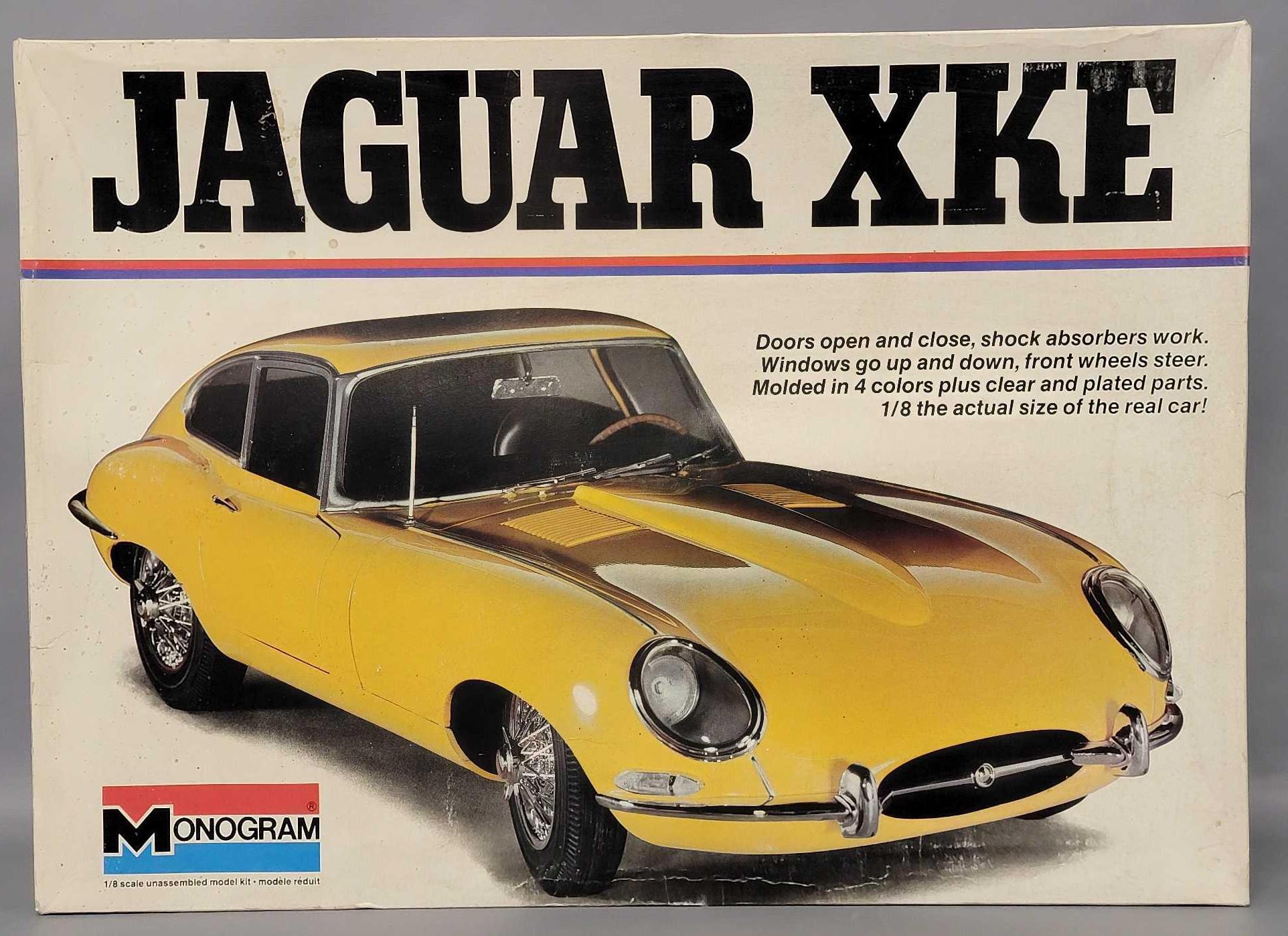 Monogram 1/8 scale Jaguar XKE model kit unbuilt in original box