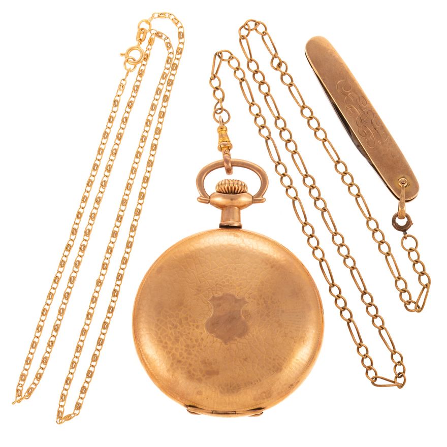 A Paperclip Chain in 14K, Penknife, Chain & Watch