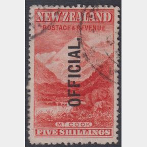 NZ Officials, 1911 5/- Mt Cook, upright wmk. CP EO21f. Cat $2000. FU.…