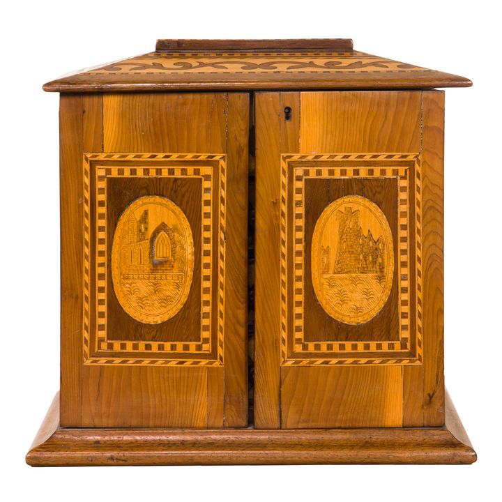 A Continental inlaid table-top jewelry chest