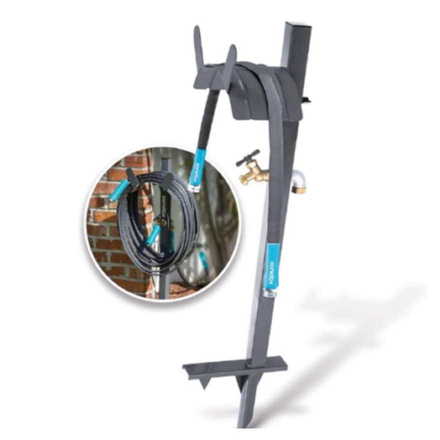 AquaJoe Steel Garden Hose Stand w/ 3' Lead In Hose
