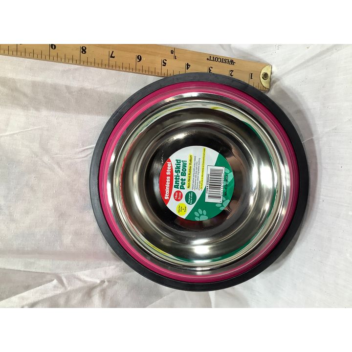 Stainless Steel 16oz Anti-Skid Pet Bowl - Pink