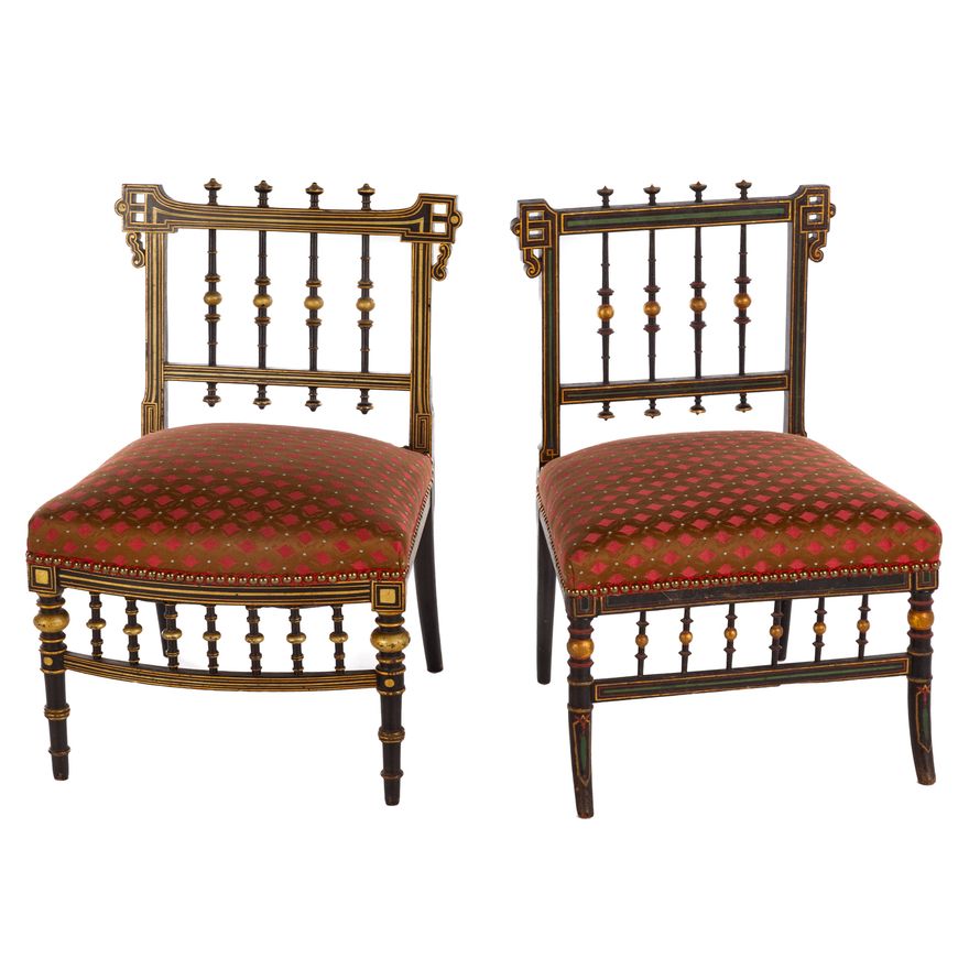 Two American Aesthetic Period Slipper Chairs