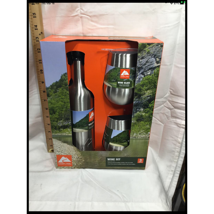 Ozark Trail 3pc 25.5oz Vacuum Insulated, Stainless Steel Wine Bottle & 2-14oz Vacuum Wine Tumblers