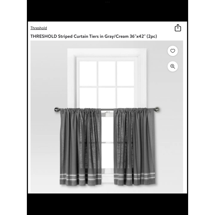 Threshold 2pc Striped Cafe Light Filtering Curtains 36"x42"
