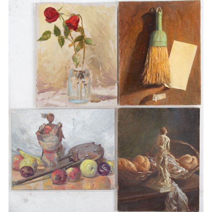 Nathaniel K. Gibbs. 4 Still Life Studies, oil